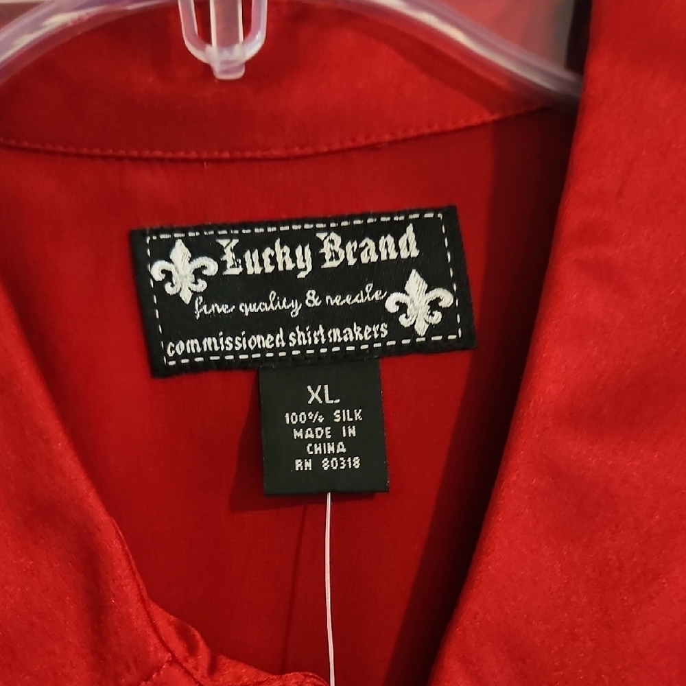 Lucky Brand Red Silk Button-Up Shirt - Picture 2 of 6